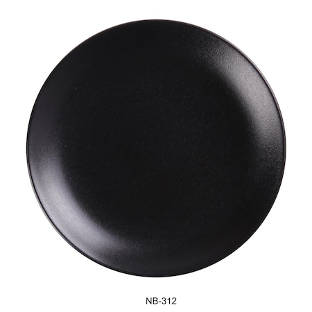 Yanco 12.25 x 1.5 in. Noble Black Coupe Shape Round Plate, Black, 12PK NB-312